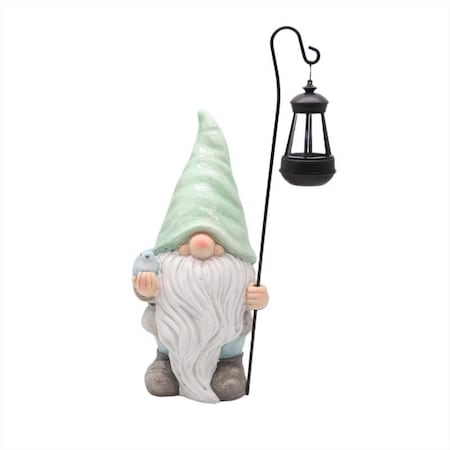 Infinity Infinity Multicolored Iron.14 in. H Gnome Figurine with Solar Lantern Outdoor Decoration, PK4 1018-2104031
